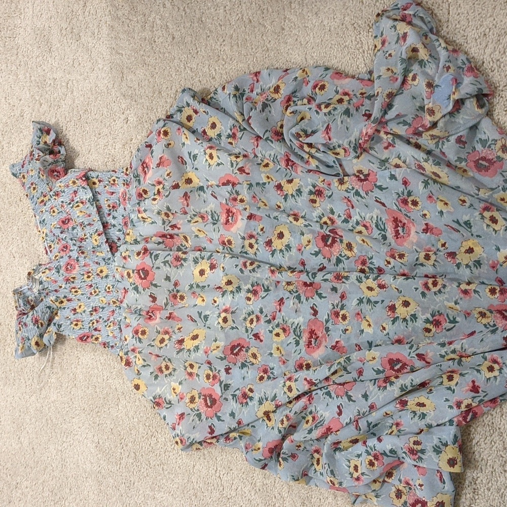 Aakaa Floral Maxi Dress - Blue, Red, Yellow